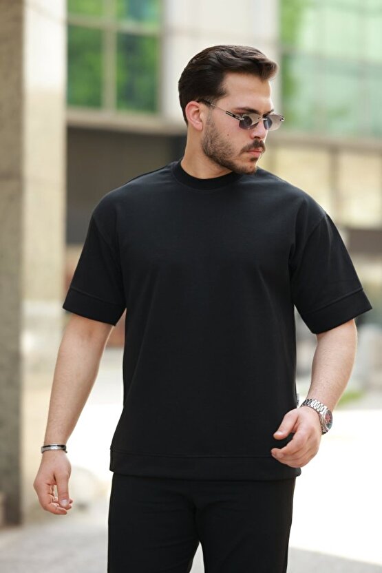 Gökyüzü Moda Erkek Basic Oversize Double Face Kumaş Kısa Kollu Tshirt
