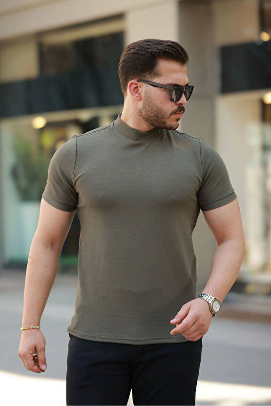 Erkek Ince çizgi Dokulu Kısa Kollu Tişört