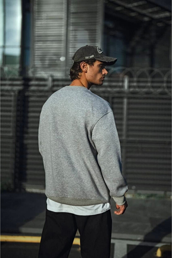 eyesof Kışlık Bisiklet Yaka Üç İplik Basic SweatShirt - Gri