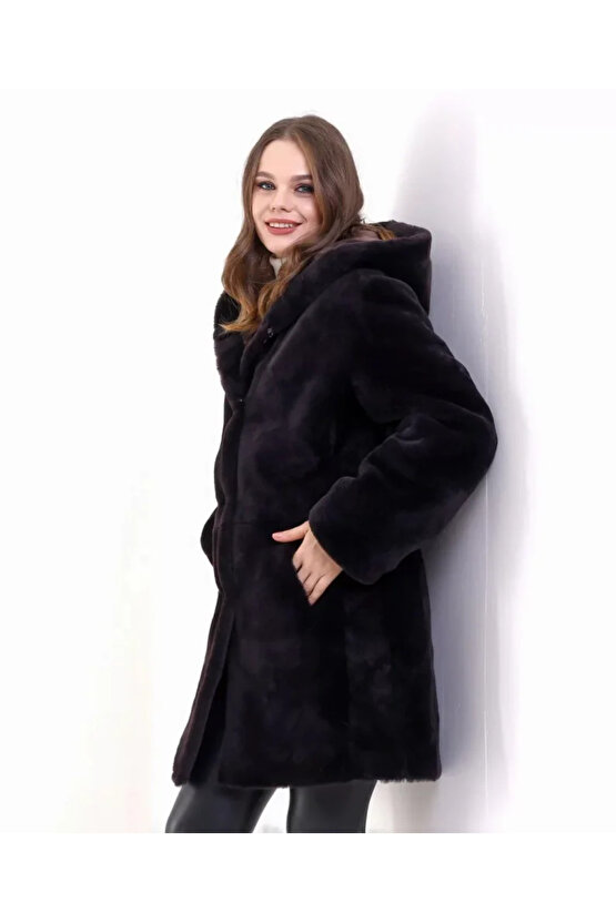 Kadın Reks Kapüşonlu - Kahverengi