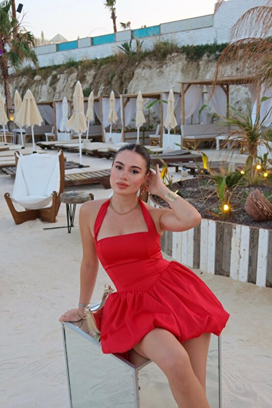 Gökyüzü Slim Mini Elbise