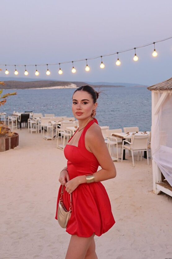 Gökyüzü Slim Mini Elbise