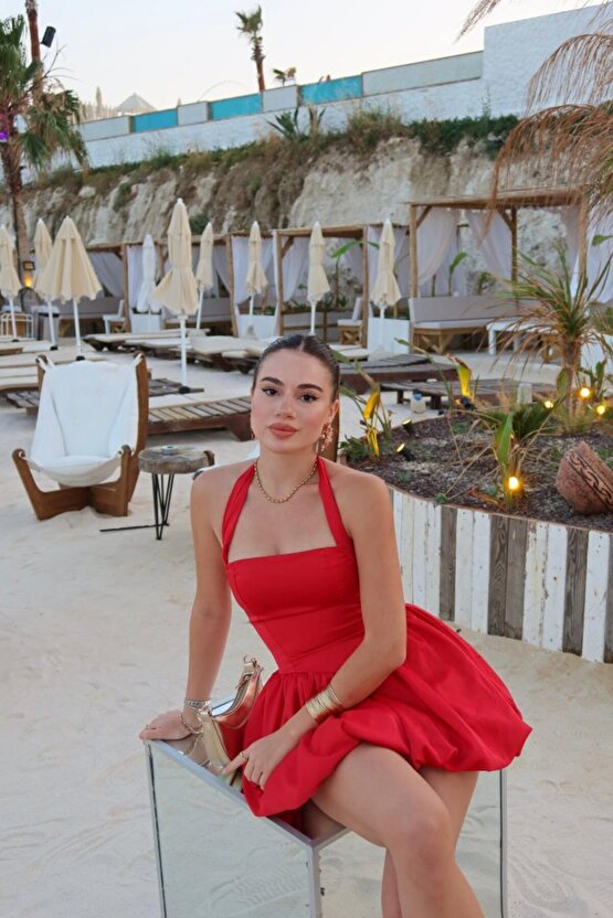 Gökyüzü Slim Mini Elbise