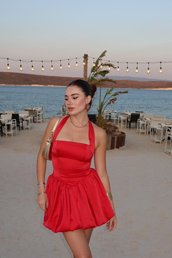 Gökyüzü Slim Mini Elbise