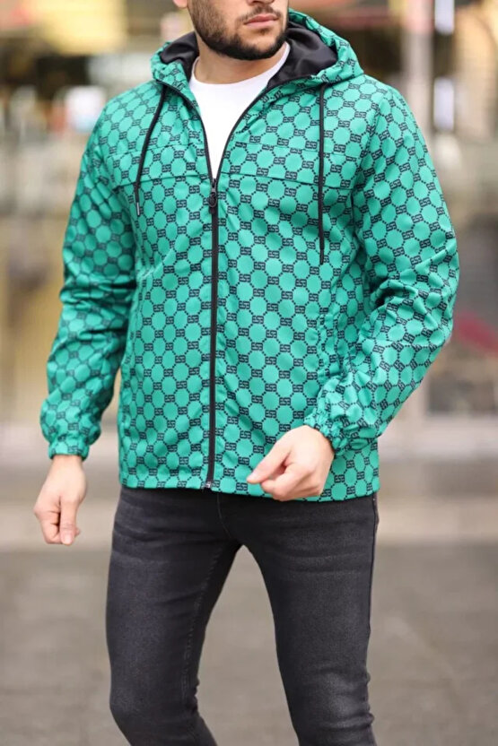MDB Unisex Kapüşonlu İçi Astarlı Yağmurluk Zümrüt