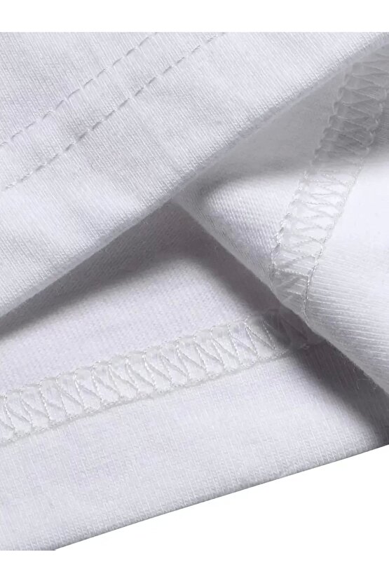 Geniş Kesim Pamuklu Tişört - GANDHI The Project Baskılı, Beyaz, Rahat Kesim, Kısa Kollu, Günlük Kı