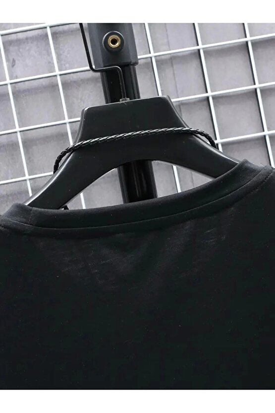 201 Penye Compack FUTRE Baskılı Oversize Kısa Kol Bisiklet Yaka T-shirt - Siyah