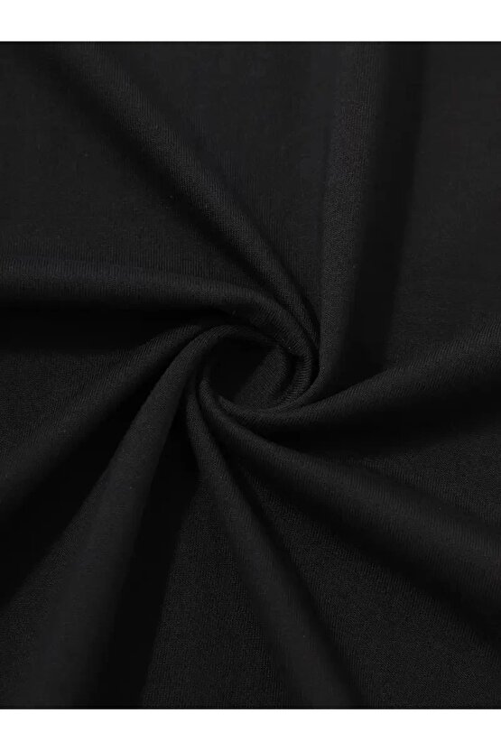 201 Penye Compack Palmiye Ön Baskılı Oversize Bisiklet Yaka Kısa Kol Yazlık T-shirt - Siyah