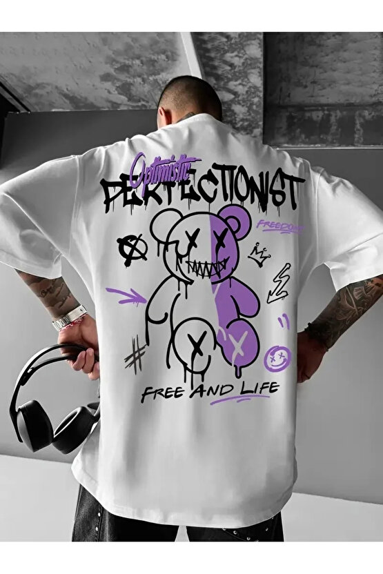 Erkek OversizeGrafik Tişört CAMPBRASTCOOPERATION Kalın Yazı Bisiklet Yaka, Kısa Kol, Kalın M