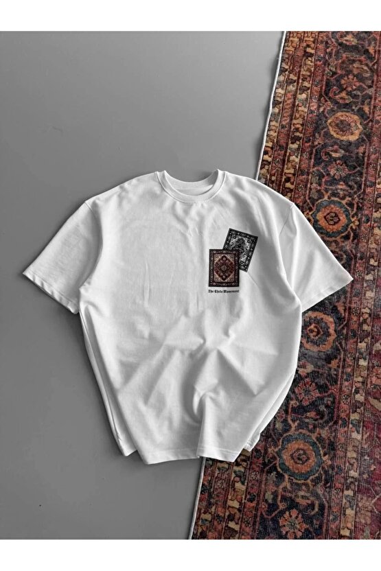 Erkek Baskılı Oversize T-shirt - Beyaz