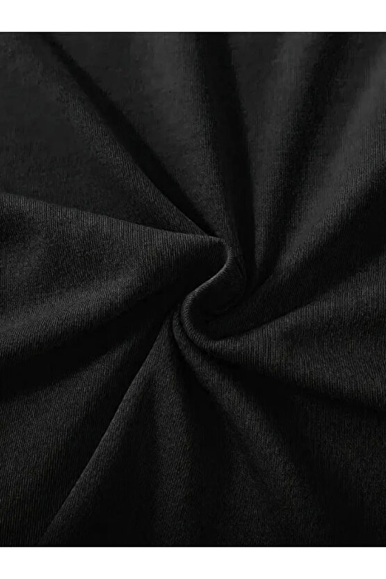 eyesof Fiyonk Baskılı Siyah Oversize Unisex T-shirt- Siyah