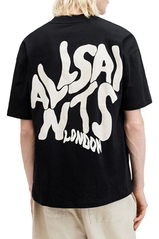 Gökyüzü Moda Erkek Baskılı Oversize T-shirt - Siyah