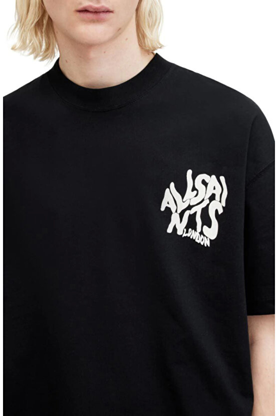 Gökyüzü Moda Erkek Baskılı Oversize T-shirt - Siyah