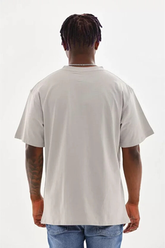 eyesof Unisex Baskılı Oversize T-Shirt - Gri