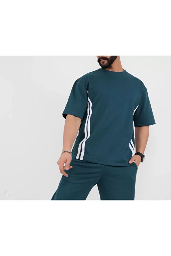 eyesof Unisex Oversize Yanları Şeritli T-Shirt - Cam Göbeği