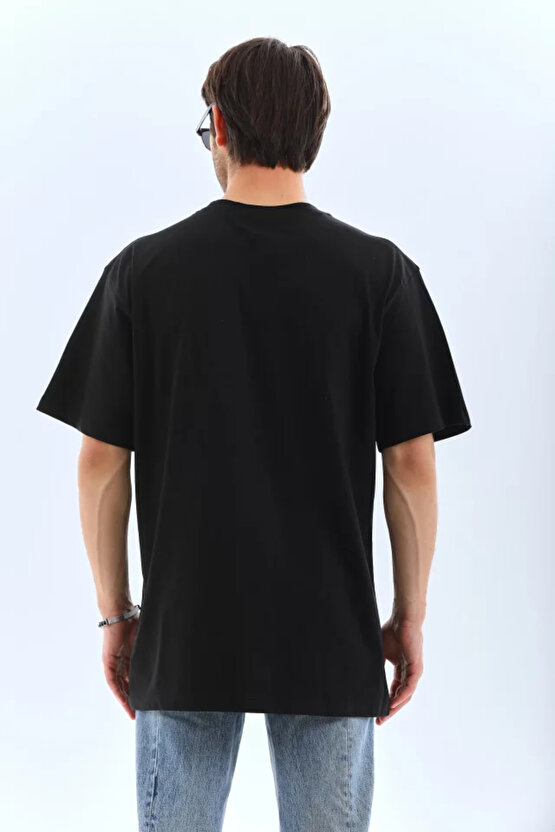 Unisex Baskılı Oversize T-Shirt - Beyaz