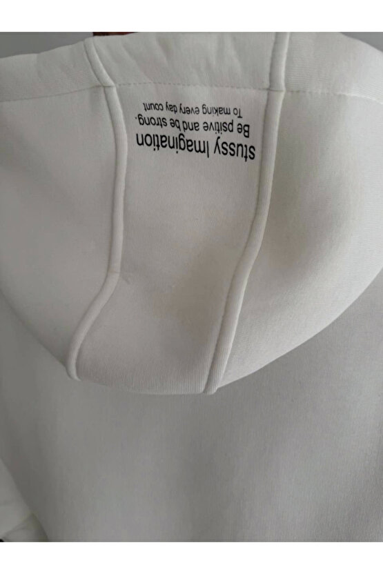 eyesof Üç İplik Kapşonlu Baskılı SweatShirt - Beyaz