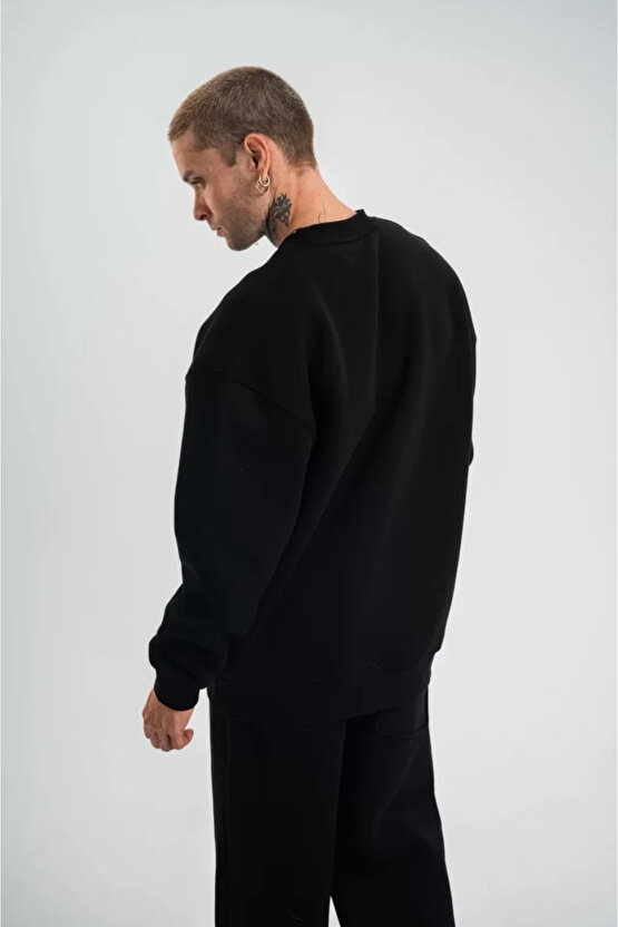 eyesof Uzun Kol Bisiklet Yaka Basic SweatShirt - Siyah