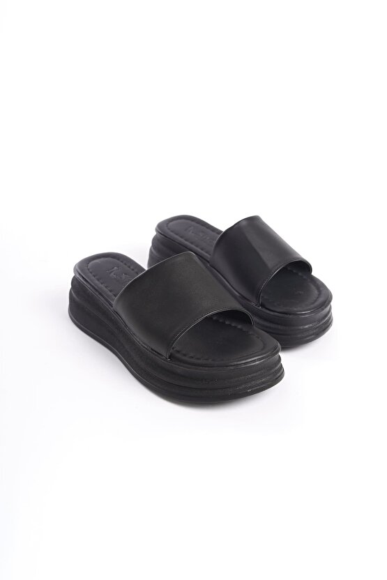 ALICE Düz Topuklu Kalın ve Ortopedik Taban Kadın Terlik CST - Siyah