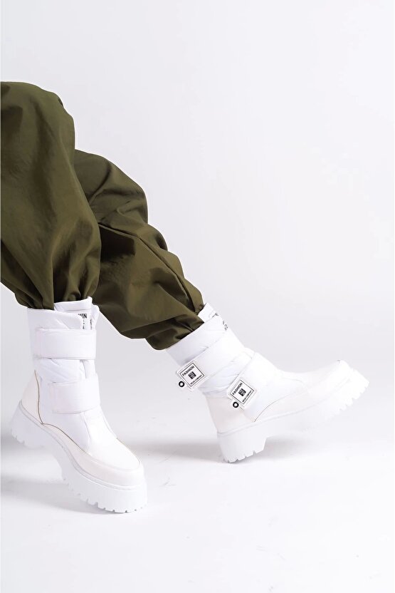 ELISA Cırt Cırtlı Paraşüt Kumaş Rugan Kadın Bot RBT - Beyaz