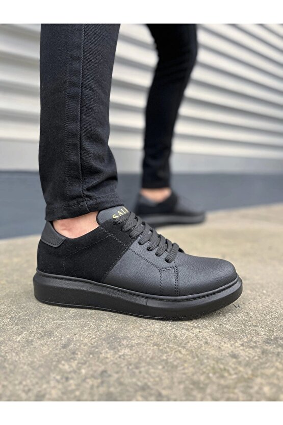 JY151 Boost Bağcıklı Cilt Süet Erkek Günlük Sneaker Ayakkabı CSST - Siyah