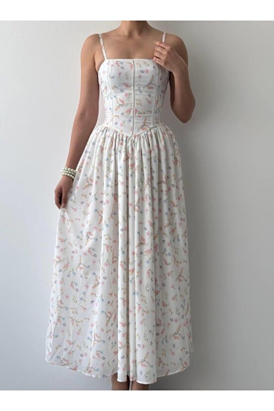 Gökyüzü Moda Pars İp Askılı Elbise