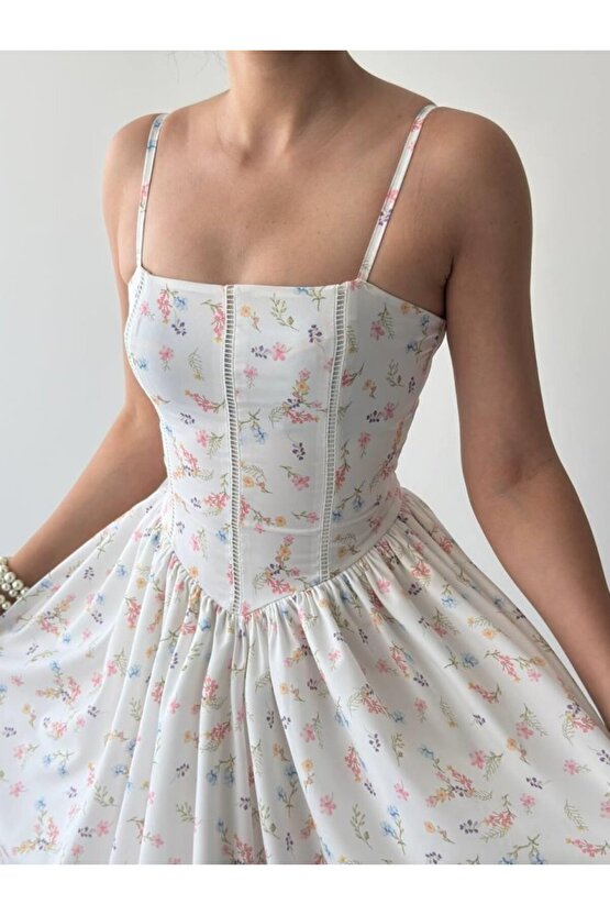 Gökyüzü Moda Pars İp Askılı Elbise