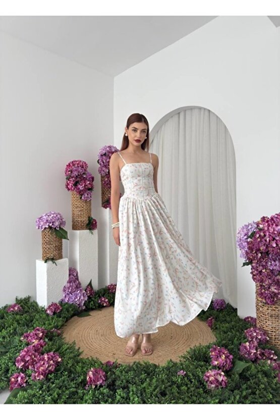 Gökyüzü Moda Pars İp Askılı Elbise