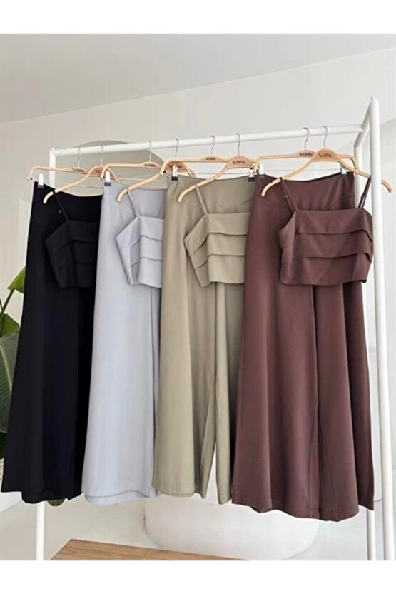 Crop Plazzo Pantolon Takım 10155-08