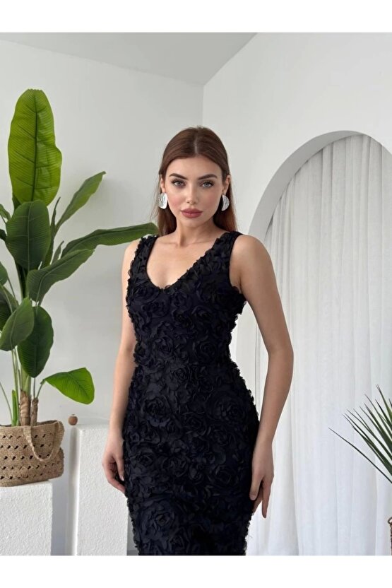 Kren Gül Detaylı Elbise