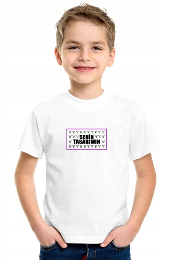 Çocuk Ön Sizin Tasarımınız Basic Tshirt - Beyaz