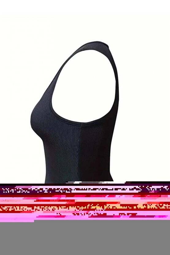 Kadın Kolsuz V Yakalı Kaşkorse Bluz