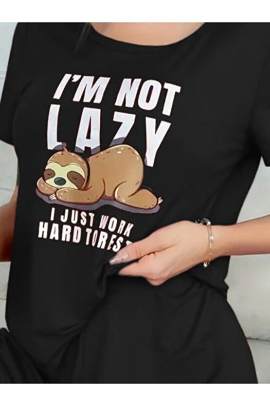 Gökyüzü Moda Kadın Kısa Kollu Bisiklet Yaka Baskılı Viskon Bluz Ve şort Ikili Takım