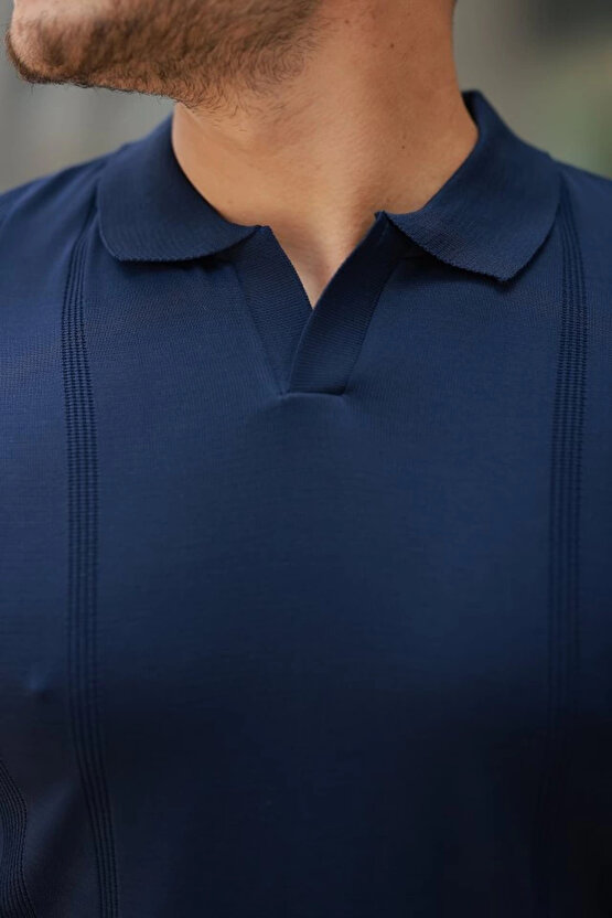 Gökyüzü Moda Erkek Hemşire Yaka Kısa Kollu Tişört