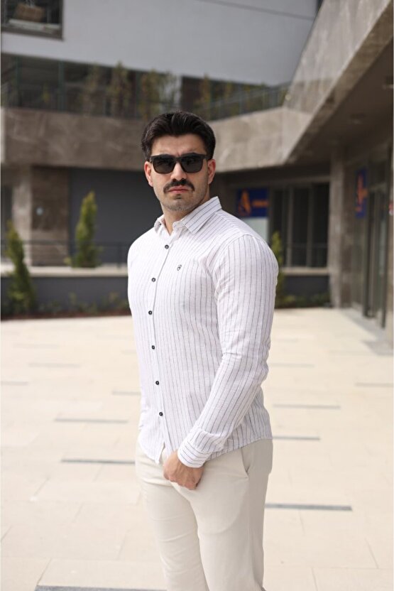 eyesof Erkek çizgi Desenli Gömlek