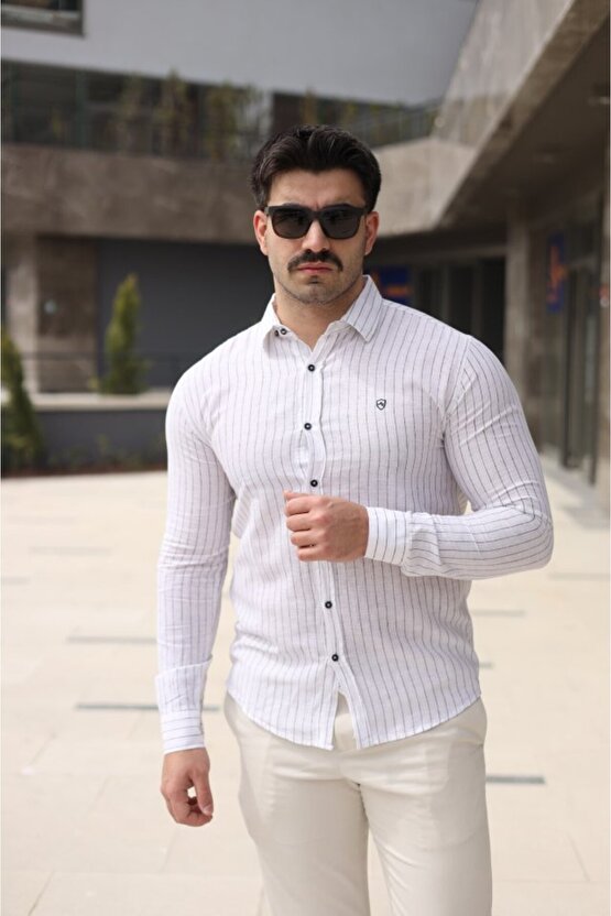 eyesof Erkek çizgi Desenli Gömlek