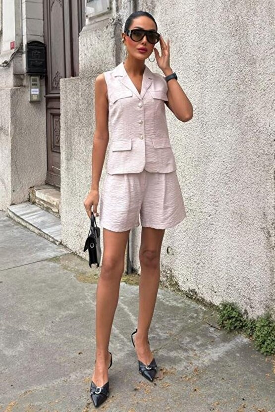 gl00my Yazın Şıklığına Adım Atın - Yelek Şort Takım -17