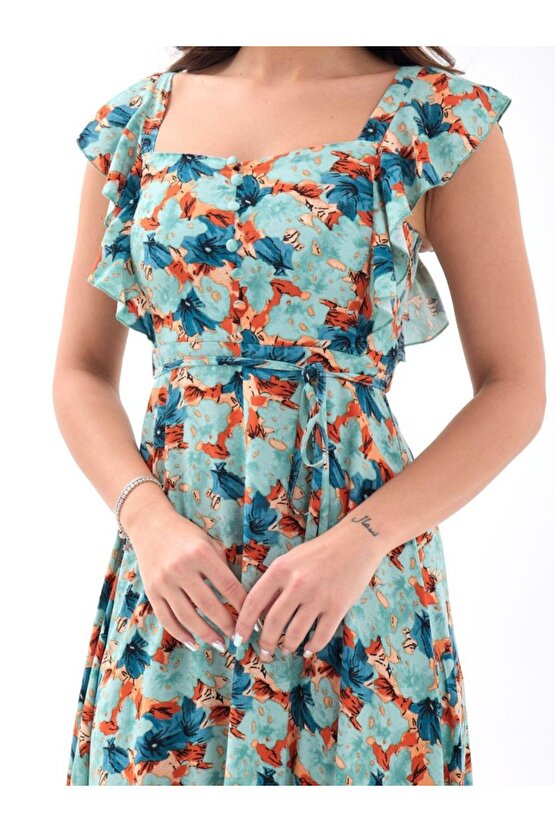 Gökyüzü Moda 5370 ELBİSE-YEŞİL