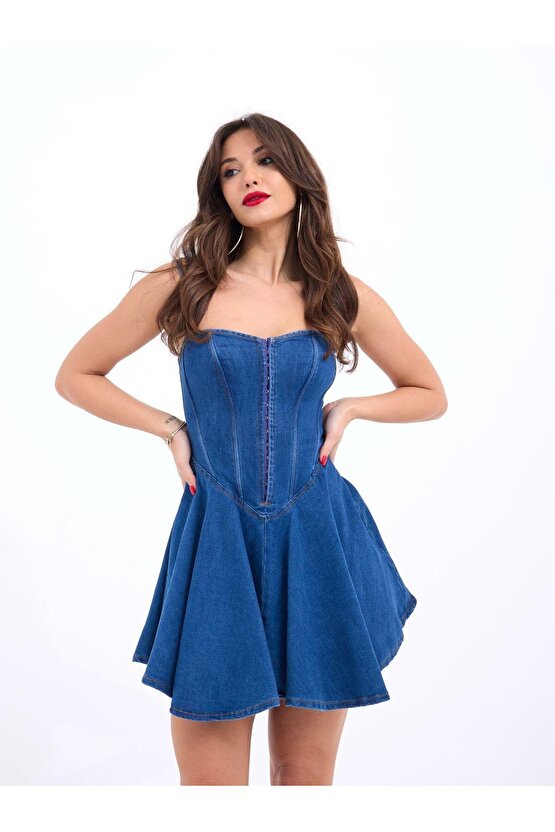 Gökyüzü Moda 6807 KOT ELBİSE-MAVİ