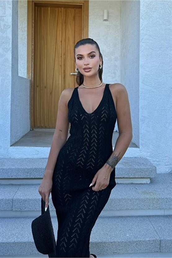 Gökyüzü Moda Rosalia Sırt Dekolteli Elbise 2761