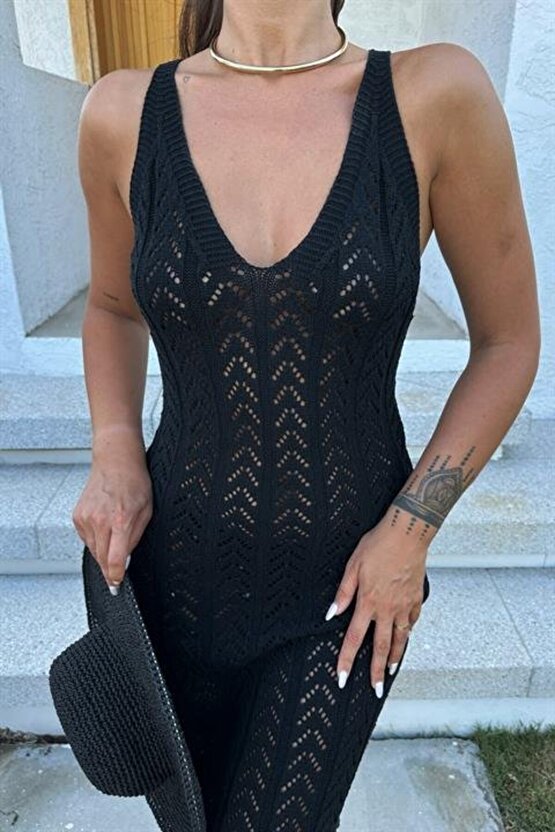 Gökyüzü Moda Rosalia Sırt Dekolteli Elbise 2761