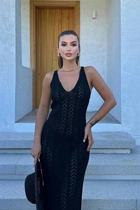 Gökyüzü Moda Rosalia Sırt Dekolteli Elbise 2761