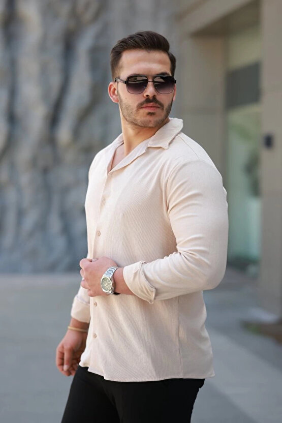 Erkek Kadife Dokulu Uzun Kollu Gömlek