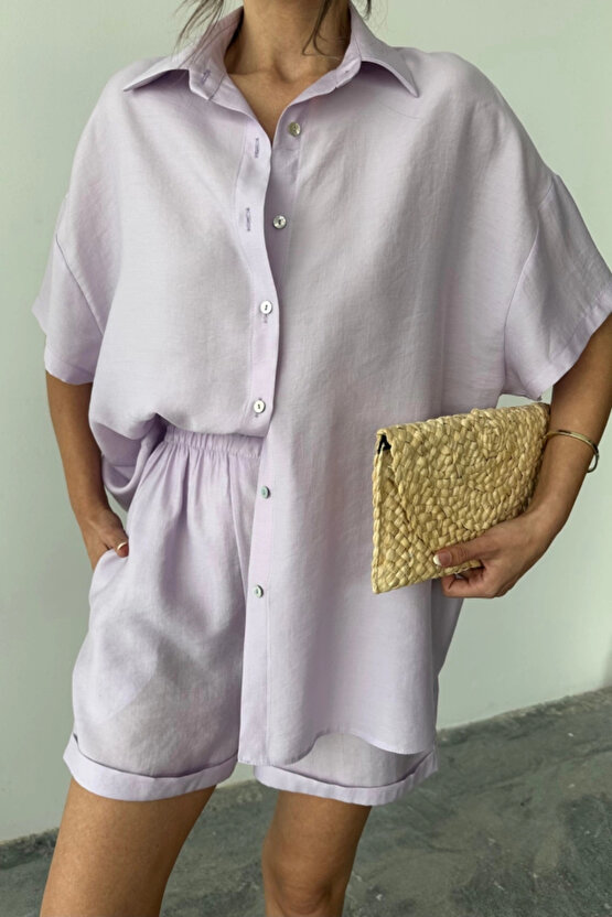 GÖMLEK - ŞORT TAKIM - Lila