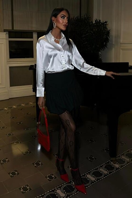 Gökyüzü Moda Premium Saten Gömlek 3438