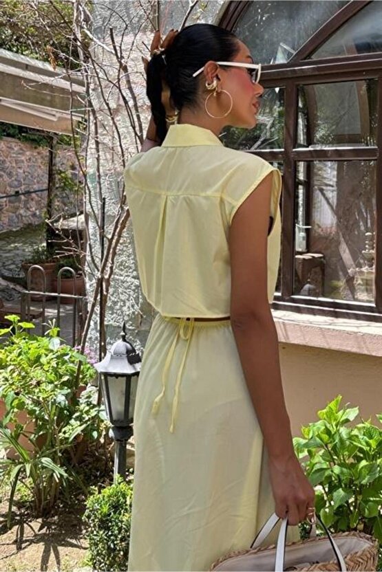 Göbeği Halka Detaylı Midi Boy Elbise 2896