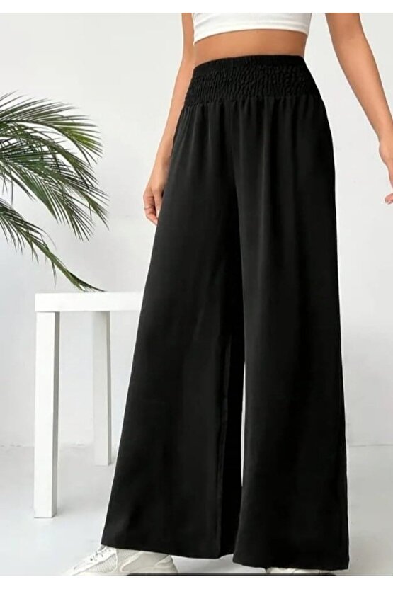 Gökyüzü Moda Kadın Yüksek Bel Lastikli Ithal Krep Pantolon