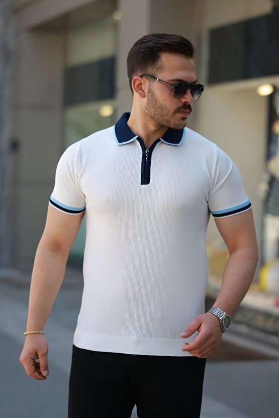 Gökyüzü Moda Erkek Renkli Yaka Kısa Kollu Tişört