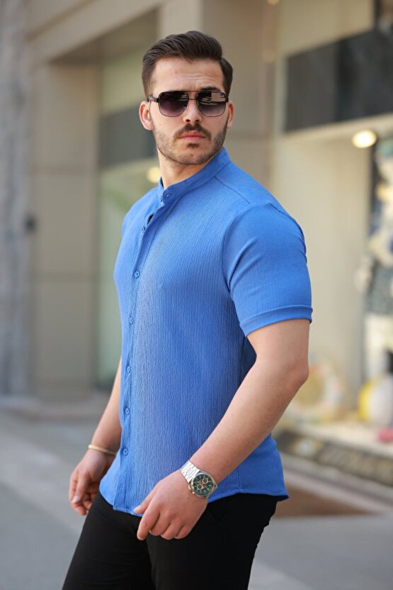 eyesof Erkek Hakim Yaka Kısa Kollu Gömlek