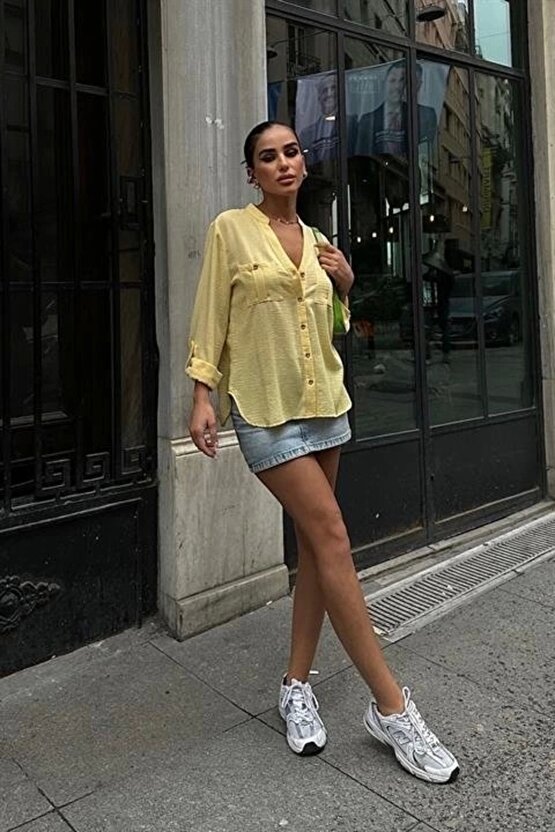 Poulina Flamlı Keten Gömlek 3257-08